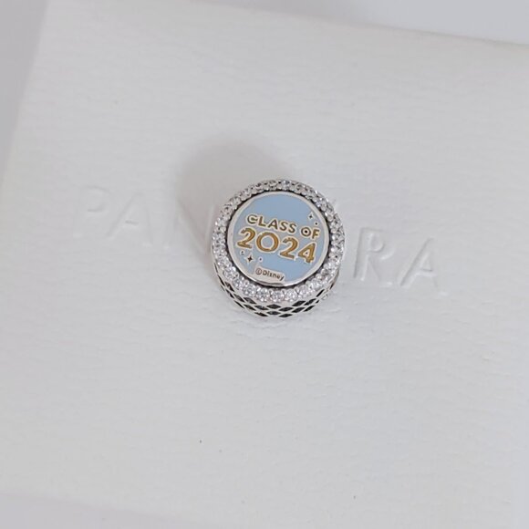 Pandora Mickey Graduation Class of 2024 Charm Button Exclusive Bead Pendant S925 - Picture 2 of 7